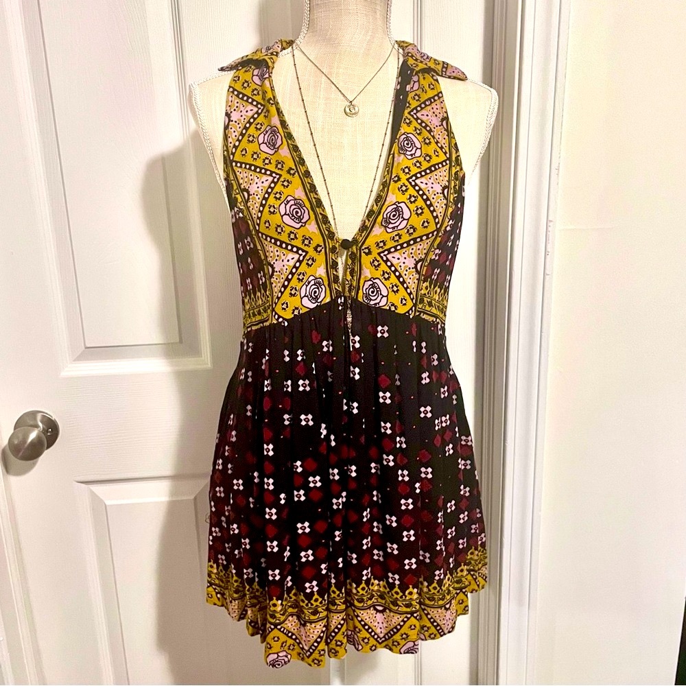 Free People Like New Geometric Mini Dress with Pockets
